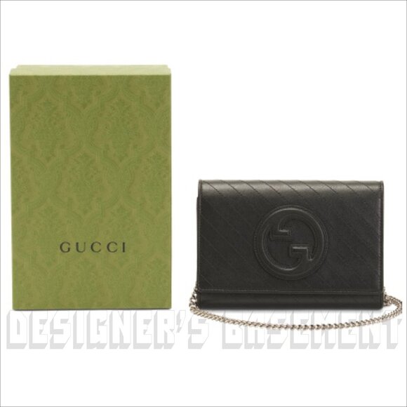 GUCCI Matelasse leather Blondie Interlocking G Chain strap clutch Bag wallet - Picture 2 of 8